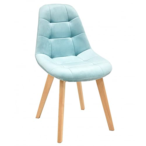 Silla Loreal, Madera, tapizada Velvet Verde Agua
