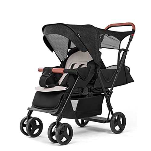 sillas de Paseo Cochecito Compacto, cochecitos Gemelos, Plegable y Ligeramente Sentado, Ultra liviano Carro de bebé pequeño bebé pequeño (Negro) Cochecito de bebé (Color : Elegant Black)