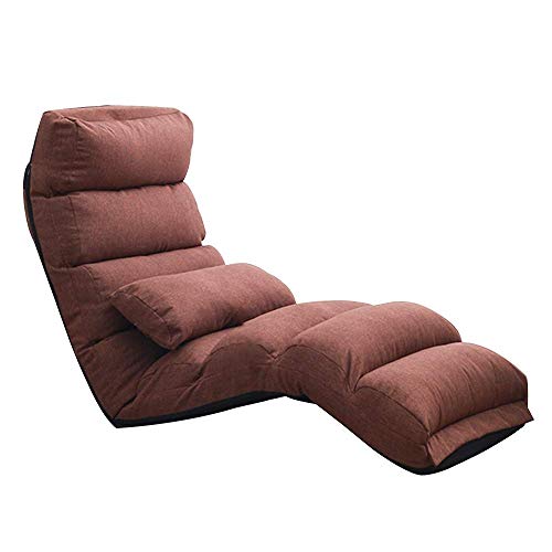 Sillón de Suelo Sillón de salón Plegable Individual Ajuste de Varios Niveles Sofá Perezoso Forro Independiente Sillón de Suelo con Respaldo Sillón de meditación extraíble y Lavable Marrón