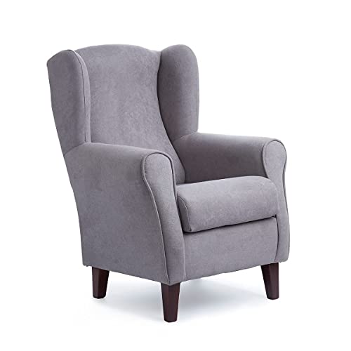 Sillón Orejero pequeño, con Tela Antimanchas, de reducido tamaño para salón o Dormitorio (Tamaño: 100 * 74 * 77 cm) Tapizado en Gris. Butaca Ideal para Ver la TV, Leer o Lactancia.