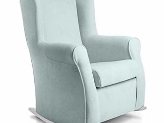 Sillon orejero balancin blanco CARLA (Sillon lactancia)Sillón tapizado antimanchas acualine color Verde Agua. Mecedora para dormitorio, salon o habitacion de bebe