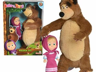 Simba- Muñeca de Masha 12cm con Peluche Oso 25cm 9301072 and The Bear, Multicolor