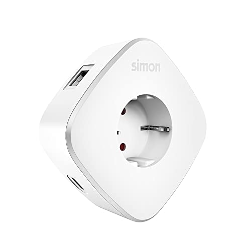 Simon ADAPTADOR 2 USB + 1 USB C + 1 TOMA 16A, Blanco (CL610301)