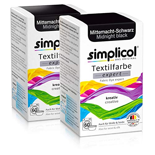 simplicol Expert Fabric Dye Tinte de Coloración para Textiles: Lavado a Mano o Lavadora - Tiñe y Restaura Sus Telas y Ropa - Medianoche Negro