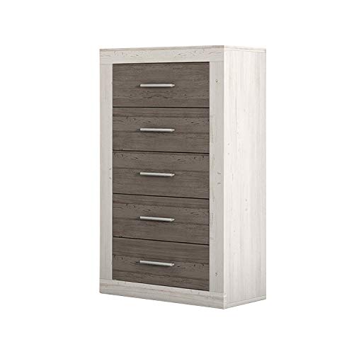 Sinfonier 5 cajones, Comoda, Sifonier, Chinfonier Dormitorio, Modelo Lara, Color Andersen Pino y Gris, Medidas: 60 cm (Ancho) x 106,5 cm (Alto) x 39,6 cm (Fondo)