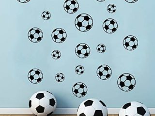 SITAKE 43 pegatinas de fútbol, pegatinas de pared de fútbol para habitación de niños, vinilo para decoración de pared de fútbol para niños, dormitorio, sala de juegos, sala de estar, ventana