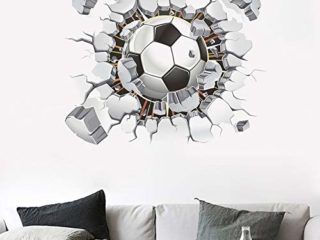 SITAKE - Pegatinas de fútbol en 3D, pegatinas de pared con temática de fútbol para dormitorios para niños, arte de pared en 3D, pegatinas de vinilo para dormitorio de niños, sala de juego, 50 x 63 cm