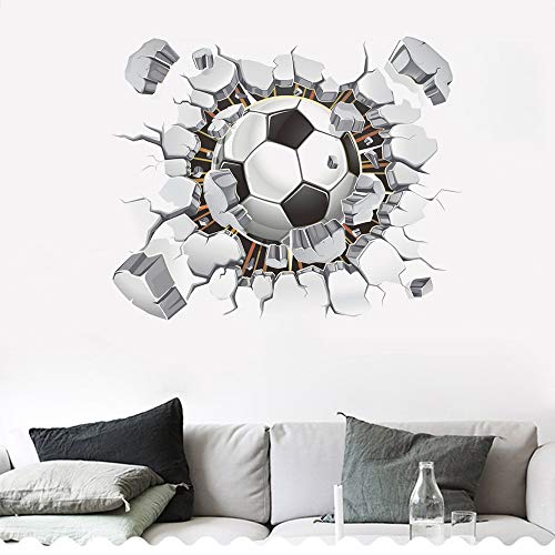 SITAKE - Pegatinas de fútbol en 3D, pegatinas de pared con temática de fútbol para dormitorios para niños, arte de pared en 3D, pegatinas de vinilo para dormitorio de niños, sala de juego, 50 x 63 cm
