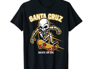 Skateboard Retro Vintage Street Wear Santa Cruz Skull Camiseta