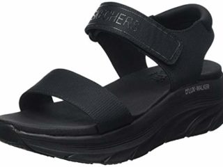 Skechers D'LUX Walker New Block, Sandalias Deportivas Mujer, Espalda Negro, 37 EU