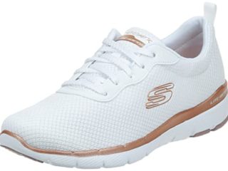 Skechers Flex Appeal 3.0 First Insight, Sneakers Mujer, White Mesh Rose Gold Trim, 38 EU
