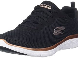 Skechers Flex Appeal 4.0 Brilliant View, Zapatillas Mujer, Black Mesh/Rose Gold Trim, 39 EU