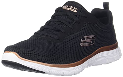 Skechers Flex Appeal 4.0 Brilliant View, Zapatillas Mujer, Black Mesh/Rose Gold Trim, 39 EU