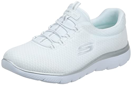 Skechers Summits, Sneaker Mujer, White Mesh/Silver Trim, 38 EU