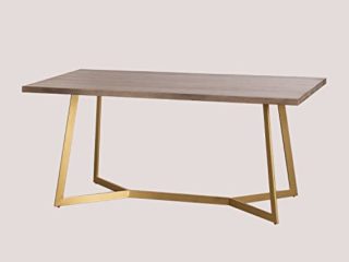 SKLUM Mesa de Comedor Rectangular en Madera de Mango (170x90 cm) Gledi Madera de Mango - Hierro Madera Oscura Dorado