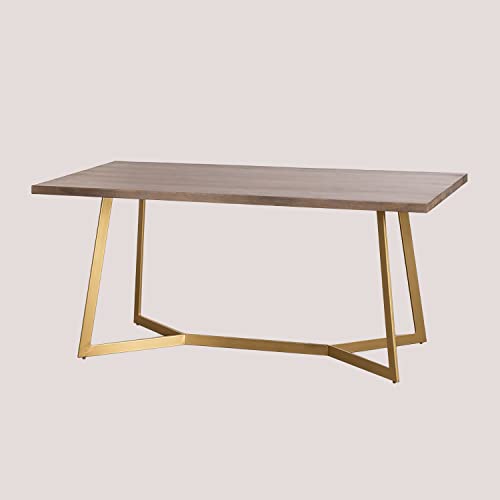 SKLUM Mesa de Comedor Rectangular en Madera de Mango (170x90 cm) Gledi Madera de Mango - Hierro Madera Oscura Dorado