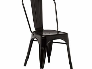 SKLUM Pack 4 Sillas Apilables LIX Negro Estilo Industrial Acabado Brillante