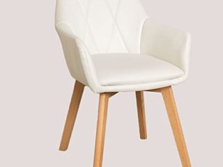 SKLUM Pack de 2 Sillas de Comedor Tapizada Marh Style Madera de Haya - Polipiel Blanco