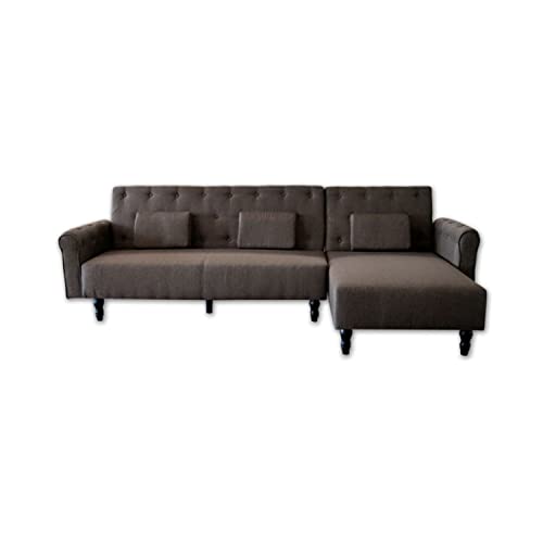 Skraut Home - Sofá Cama Chaise Longue - 88 x 267 x 137 cm - 3 Plazas - Modulable a Derecha o Izquierda - Esquinero - Respaldos Reclinables - Modelo Chester