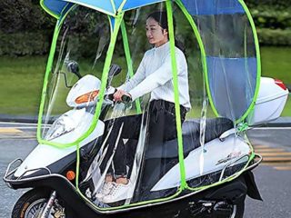 SKYWPOJU Universal Totalmente Cerrado Motor Scooter Paraguas Movilidad Sombrilla Cubierta de Lluvia Impermeable, Scooter Capota Plegable para Scooter de Movilidad (Color : Blue)
