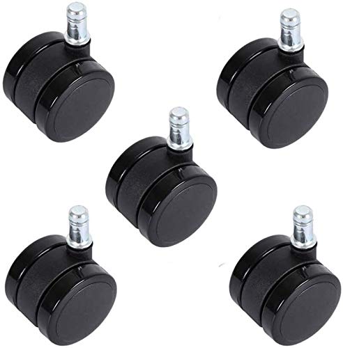 Slscyx 5X Oficina Silla Ruedas M11 x 21mm Pin Madre Ruedas Dia 50mm 250kg Ruedas de Repuesto for Trabajo Pesado de Ruedas Dobles Muebles Universal Giratorio for Laminado Alfombras Suelo de Madera