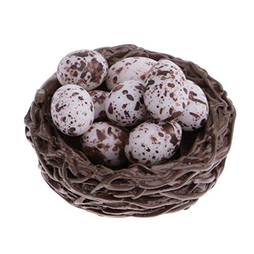SM SunniMix 1/12 Huevos de Codorniz en Miniatura de Casa de Muñecas Y Conjunto de Nidos - Huevos de Codorniz