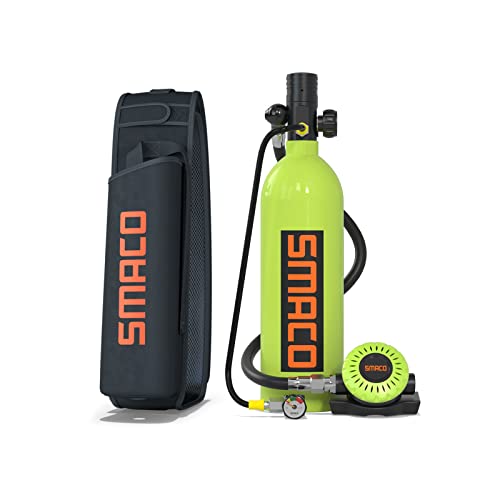 SMACO S400 Pro Bombona de Buceo Pequeñas Portatil Mini Botella de Buceo de 1 Litro con Capacidad de 15-20 Minutos Tanque de Buceo Recargable for Viajes Nadar Rescate