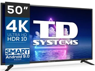 Smart TV 50 Pulgadas 4K HDR10 - Televisores 3 años de garantía, Android 9.0 (AOSP), 3X HDMI, 2X USB - TD Systems K50DLG12US