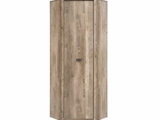 SMARTBett Malkolm - Armario esquinero de 74,5 cm, 1 puerta de roble Canyon con escritura, armario de esquina para dormitorio, armario de entrada, armario de lavandería, armario de sistema