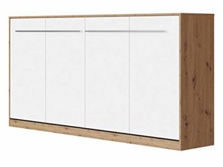 SMARTBett Standard 90x200cm Horizontal Roble Salvaje/Blanco | Cama Abatible, Cama De Pared, Cama Plegable, Cama Oculta