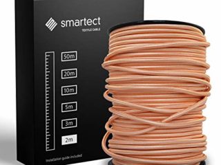 smartect Cable Textil Trenzado en Color Cobre - Cable Electrico 3 hilos de 2 Metros (3 x 0,75 mm²) - Cuerda para Lampara con revestimiento textil para su Proyecto DIY