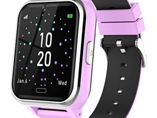 Smartwatch Niños, Reloj Teléfono con 17 Juego, Cámara, Reproductor de Música, SOS, Linterna, Despertador, Reloj Inteligente Niño con Pantalla Táctil y Protector para Niños y Niñas 4 - 12 Años (Morado)