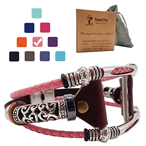 Smatiful De Imitación Antigüedades Correa,Adjustable Band para Apple Watch 42mm (Series 1,2,3) & 44mm (Serie 4,5),Rosa