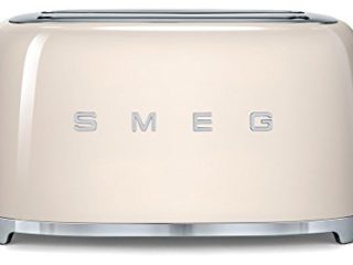 SMEG Tostador TSF02CREU, 1500 W, Acero Inoxidable, 2 Ranuras, Crema 22x39x21cm