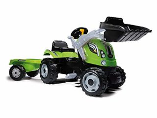 Smoby 710109 Farmer Max Tractor a pedales con remolque y pala, Verde, 3-6 años
