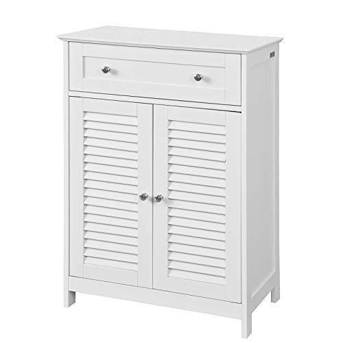 SoBuy Armario de almacenaje Mueble Auxiliar para baño- 1 cajones y 2 Puertas FRG238-W,ES (Blanco)