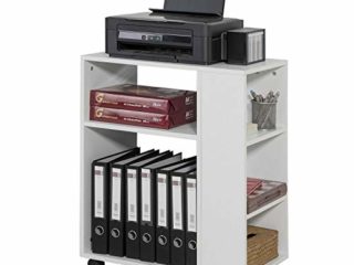 SoBuy® FBT68-W,ES Mesa auxiliar con 3 estantes, Consola,mesita de noche con ruedas