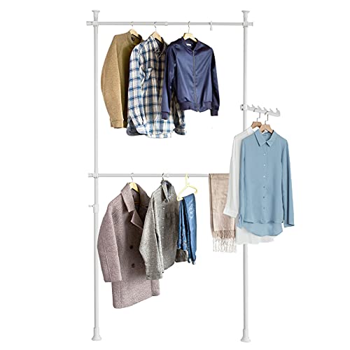 SoBuy FRG109-W Organizador telescópico para armario, riel para colgar ropa Perchero Extensible Perchero Telescópico (77-112 x 103-278 cm), Metal y Plástico, ES (Blanco)