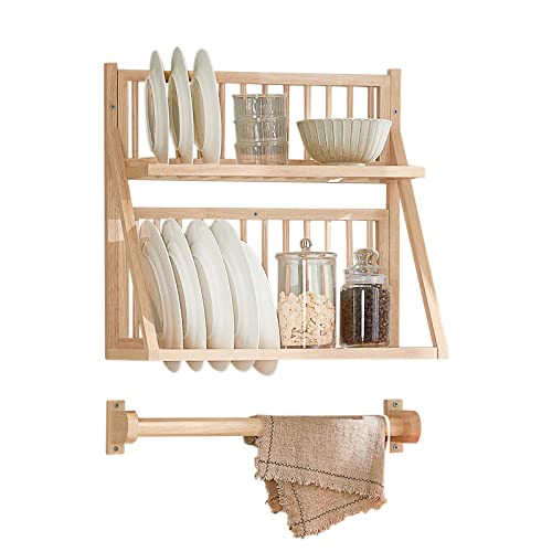 SoBuy KCR11-N Escurreplatos de Pared Soporte para Platos Escurridor De Platos y Vasos con 1 toallero Adicional 58 x 26 x 54 cm ES
