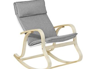 SoBuy Silla de Relada Mecedora Sillón de Relada Gris Claro FST15-DG, ES (Mecedora)