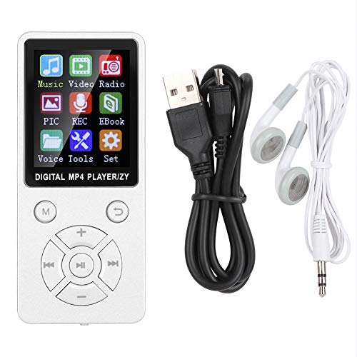 Socobeta Reproductor MP3 Reproductor de Audio Digital MP3 Bluetooth Mejorado 32GB para Reproducción de Música, Grabación, Radio FM(White)