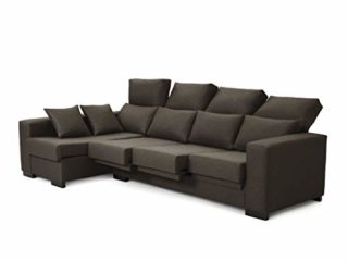 Sofá Chaise Longue 4 Plazas Marrón LYTIR Izquierda Tanuk 273x145 con Respaldo Reclinable Asientos Extensibles Sistema de Limpieza ACUALINE Desenfundable (Envío y Subida a Domicilio Incluidos)