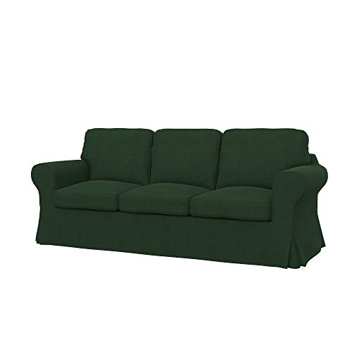 Soferia Funda de Repuesto Compatible para EKTORP sofá de 3 plazas, Tela Majestic Velvet Bottle Green, Verde