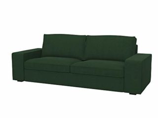 Soferia Funda de Repuesto Compatible para KIVIK sofá de 3 plazas, Tela Majestic Velvet Bottle Green, Verde