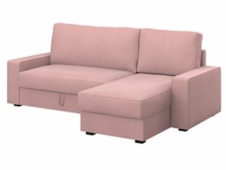 Soferia Funda de Repuesto Compatible para VILASUND sofá Cama con chaiselongue, Tela Majestic Velvet Blush Pink, Rosa