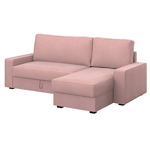 Soferia Funda de Repuesto Compatible para VILASUND sofá Cama con chaiselongue, Tela Majestic Velvet Blush Pink, Rosa