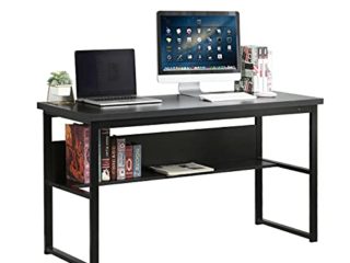 SogesHome Escritorio Mesa para computadora con Estante Escritorio Multifuncional 139 * 55 * 74 cm Mesa de Comedor Mesa de conferencias Estación de Trabajo para Oficina en casa Escritorio, LD-JB01BW