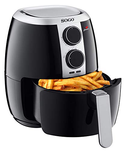 SOGO Air Fry 10475 - Freidora de Aire Caliente Sin Aceite, Capacidad 3,5 L, 1500W con Control de Temperatura y Temporizador, Libro de Recetas, Horno Eléctrico Sin Sobrecalentamientos,