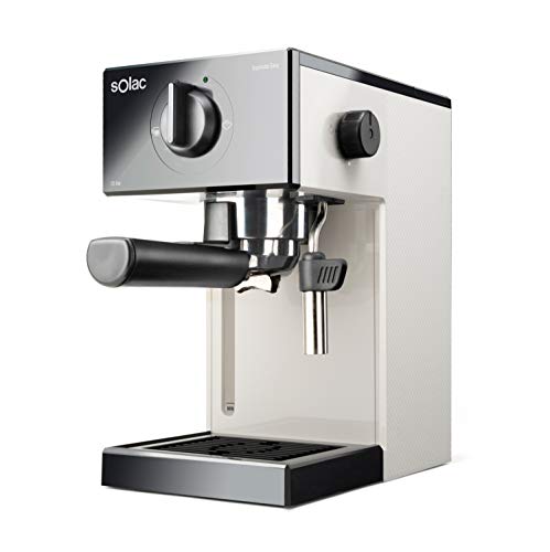 Solac CE4505 Squissita Easy Ivory - Cafetera espresso, 20 bar, Double Cream, Para Espresso y Cappuccino, 1050 W, Portafiltros 1 ó 2 cafés, Monodosis/molido, Vaporizador de acero inox, 1.5 l, Marfil