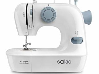 Solac SW8221 Cotton 12.2 - Máquina de coser. 12 puntadas. Enhebrado fácil. Brazo libre. Sistema vertical de carga. Iluminación en la zona de trabajo. Funciona con y sin pedal. Asa transporte. Blanco